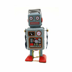 Walking Tin Robot Kids Toy  Gift Mechanical Metal Clockwork Wind Up Vintage