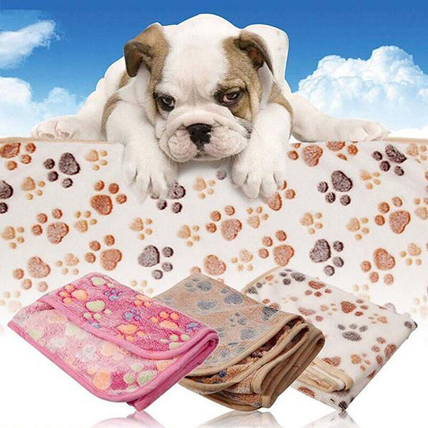 1X Warm Pet Mat Paw Print Cat Dog Puppy Fleece Soft Blanket Bed Cover Cushion AU