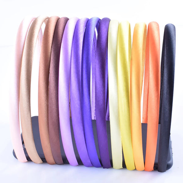 34pcs Girls Womens Plain Satin Alice Band Headband 10mm Ribbon Hoop Hair Band AU
