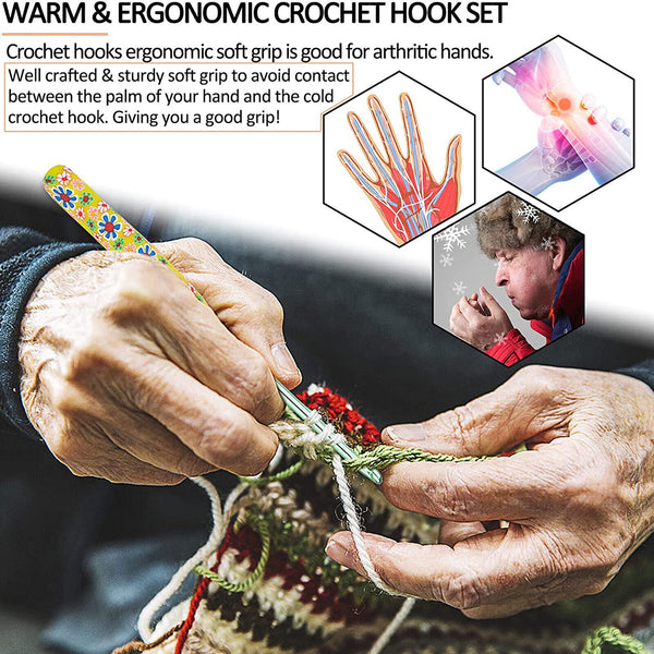 9X Colourful Crochet Hook Set Ergonomic Handles Knitting Needles Sewing AU