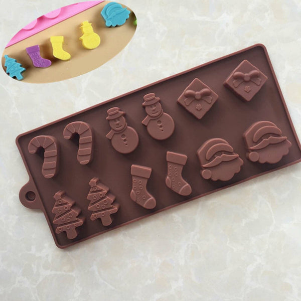 Christmas Cookies Cake Mould Jelly Silicone Chocolate Baking Mold Soap Ice Tray