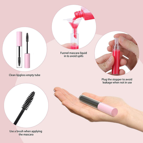 Pink 10ml Portable Empty Mascara Eyelash Tube Vial Cream Container Travel Bottle