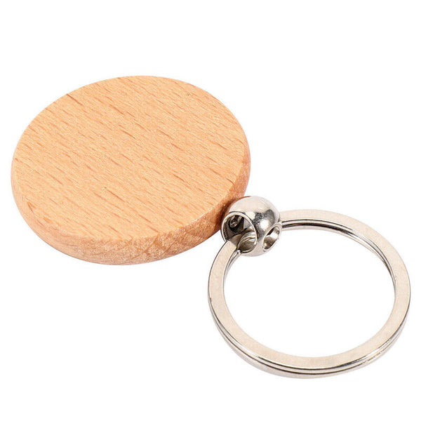 20Pcs Blank Round Wooden Keychain DIY Wooden Keychain Key Tag Gift Collectables