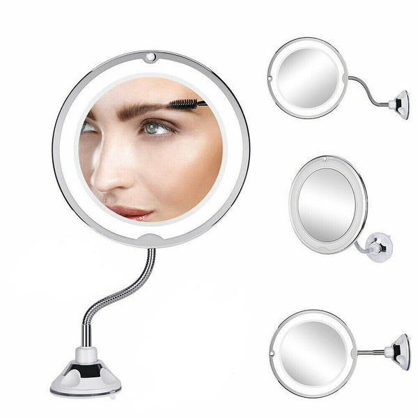 10X Magnifying Makeup Mirror With LED Light Cosmetic 360° Rotation Flexible - Lets Party