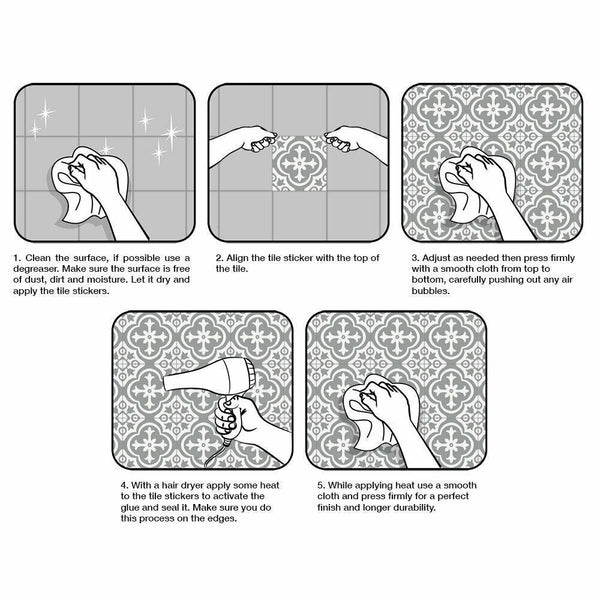 24x Mosaic Wall Tile Stickers Self-adhesive Kitchen Stick on tiles 15x15CM Decor