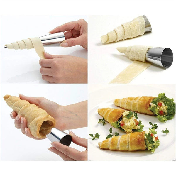 12-120Pcs Steel Pastry Cream Horn Molds Conical Tube Cone Pastry Roll Horn Mould