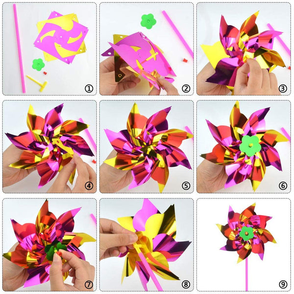 50pcs Plastic Windmill Pinwheel Wind Spinner Kids Toy Lawn Garden Party Decor AU