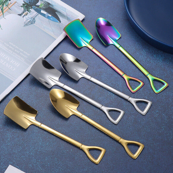 8PCS Shovel Shape Spoon Tea Coffee Sugar Cake Scoop Dessert Ice Cream Spoon AU