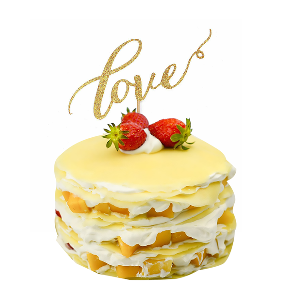 2pcs LOVE Cake Topper Sparkle Glitter Gold Wedding Decorating Engagement Party