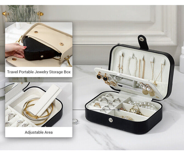 Travel Jewellery Box Organizer Leather Ornaments Jewelry Case Storage Portable