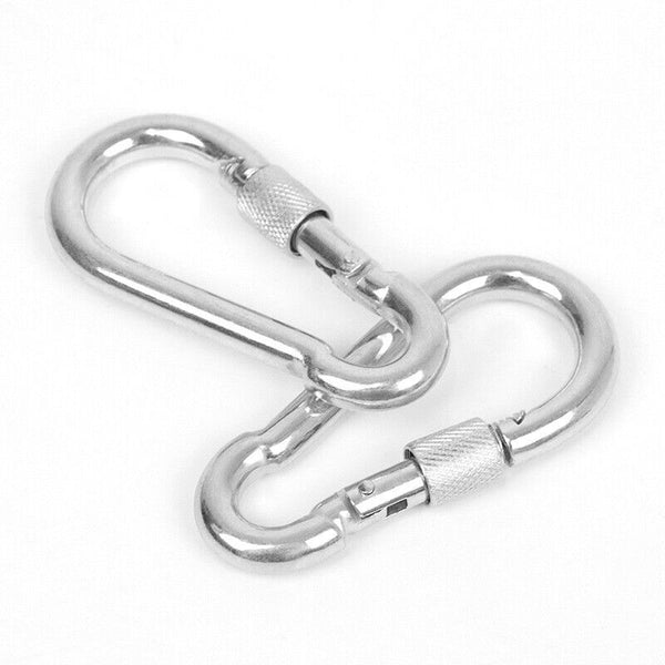 UP 10X 80mmx8mm Carabiner Snap Hook Clip Keyring Camping Climbing Lock Key Ring