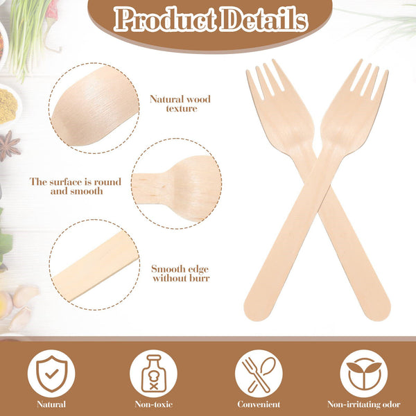 100-2000x Recycle Disposable Wooden Forks Eco friendly Compostable Wedding Party