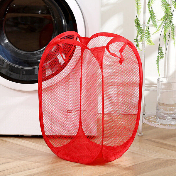 4Pcs Laundry Basket Bin Storage Washing Bag Mesh Collapsible Foldable Hamper AU