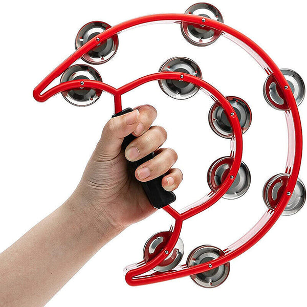 Double Half Moon Tambourine Musical Percussion Instrument Bell Beat Drum ABS AU
