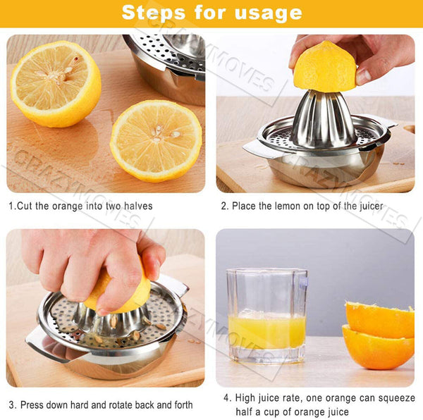 Stainless Steel Fruit Lemon Citrus Orange Juicer /Manual Press Squeezer - Lets Party