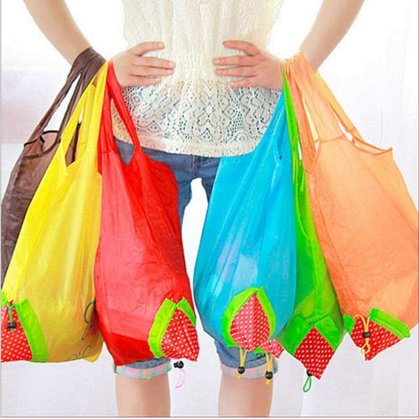 10x Reusable Foldable Shopping Bags Grocery Travel Carry Bag Storage Strawberry