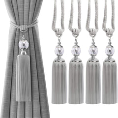 Pair Of Curtain Holdbacks Rope Tie Backs Tassel Tiebacks Crystal Pearl Ball Home