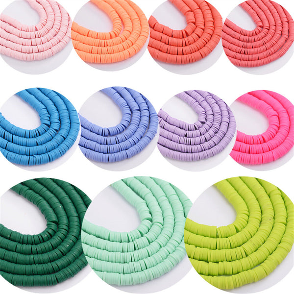 6mm Jewelry Making Kit Flat Round Polymer Clay Beads DIY Bracelet Craft Supplie