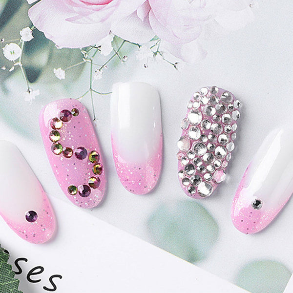 1400X Deluxe Flatback Rhinestones Box Clear Blue Violet Gold Nail Art Gems Decal