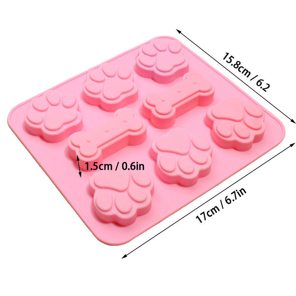 2pcs Silicone Dog Paw Bone Cake Chocolate Mold Cookie Baking Ice Mould Tools AU