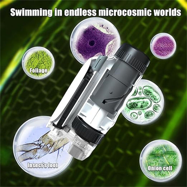Kids Pocket Microscope 60X-120X Handheld Magnification Lens LED Lighted AU