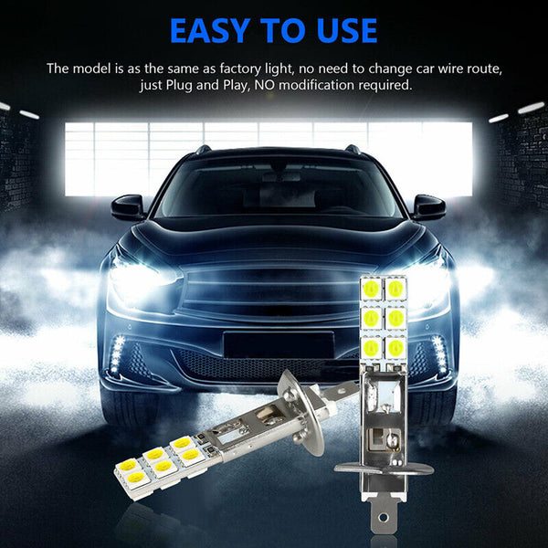 2pcs H1 LED Headlight Bulbs Kit Super White 55W Fog Driving Light DRL Lamp 6000K
