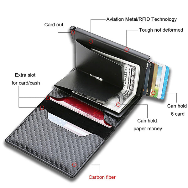 Men RFID Blocking Leather Trifold Credit Cards ID Holder Money Clip Wallet Purse