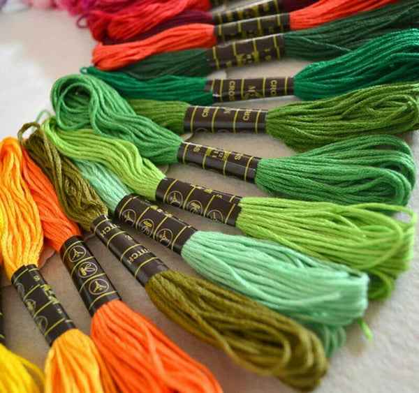 50 Colourful Egyptian Cross Stitch Cotton Sewing Skeins Embroidery Thread Floss - Lets Party