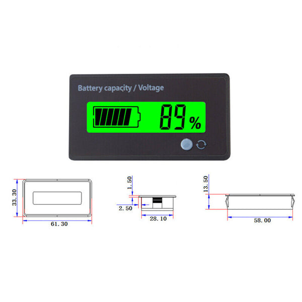 LCD 12V-48V Battery Capacity Indicator Voltage Voltmeter Monitor Meter Caravan
