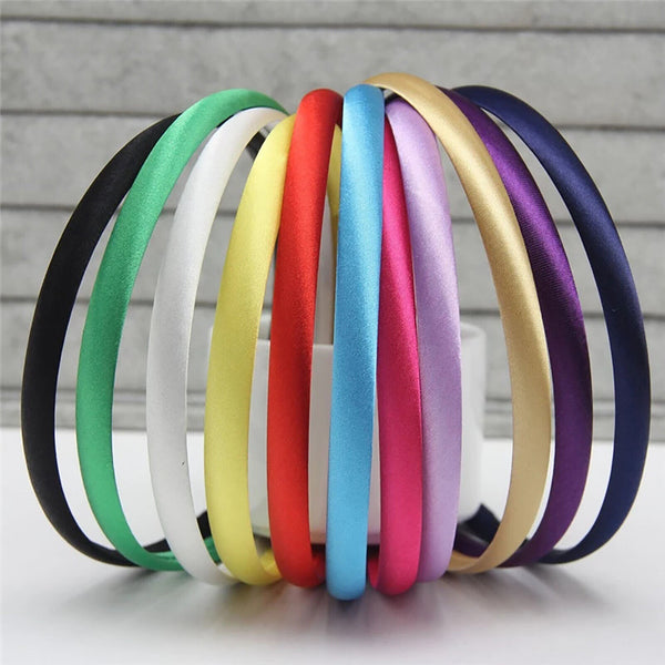 34pcs Girls Womens Plain Satin Alice Band Headband 10mm Ribbon Hoop Hair Band AU
