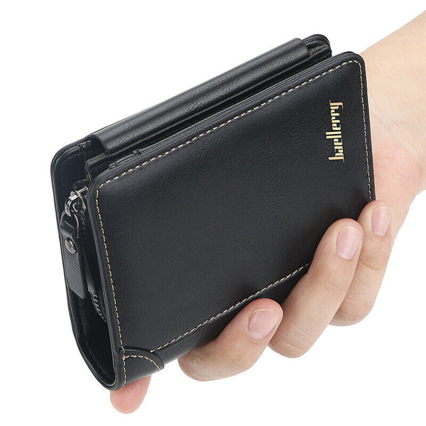 Mens Leather Wallet RFID Blocking Purse Credit Card Holder Coin Zipper Anti Scan