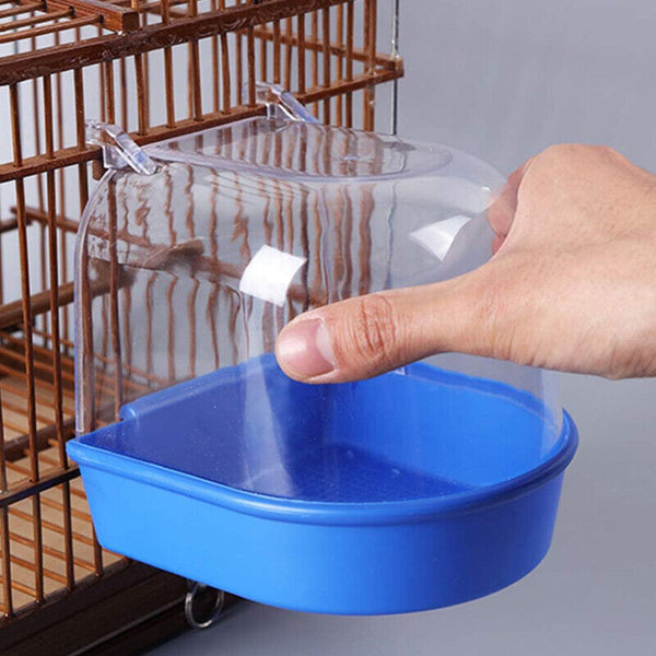 Bird Water Bath Tub For Pet Cage Hanging Bowl Parrot Birdbath Pet Cleaning AU