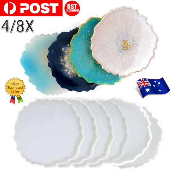 4/8X Resin Coaster Molds Coaster Epoxy Molds Silicone Resin Molds for Making New