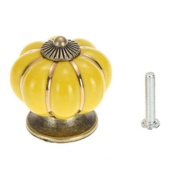 Vintage Ceramic Doorknobs Pumpkin Cupboard Kitchen Cabinet Drawer Pull Handle AU
