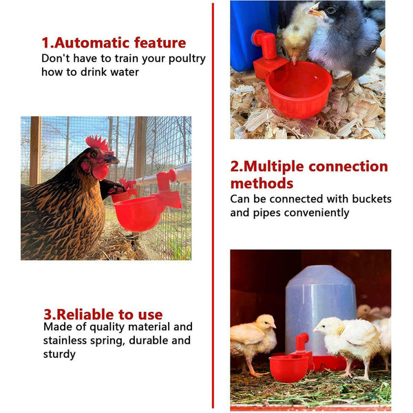 8x Automatic Chicken Water Cup Waterer Poultry Drinking Bowl Feeder Drinker Tool