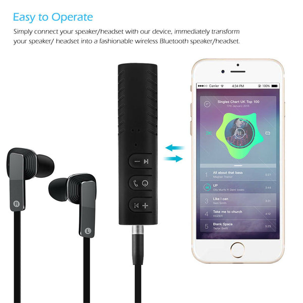 Wireless Bluetooth 3.5mm AUX Audio Music Receiver Stereo Home Car Adapter