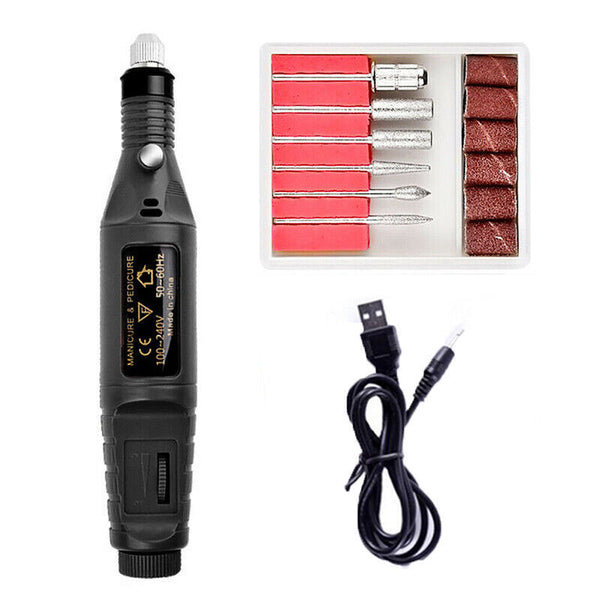 Electric Nail Drill File Tools Nail Machine Acrylic Art Manicure Pen Shaper Kit