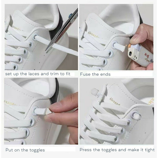 No Tie Flat Lock Elastic Shoelaces Shoe Laces Lazy Laces Sneakers Kids Adults AU