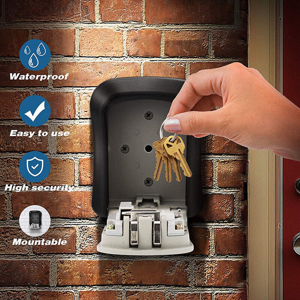 Safe Lock Key 4 Digit Combination Storage Box Padlock Security Wall Mounted Home