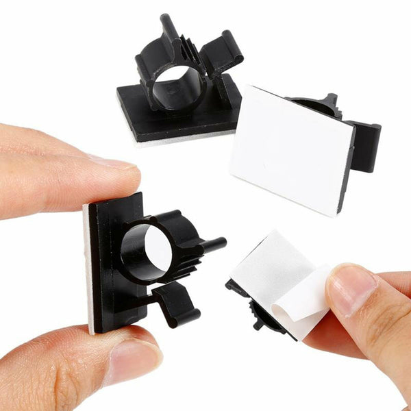 UP 50 PCS Adhesive Cord Management Cable Clip Black Wire Holder Organizer Clamp