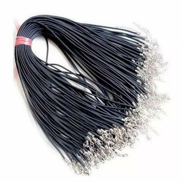 Up100x Black Woven Necklace Rope Leather Cord Stainless Steel Lobster Clasp Bulk