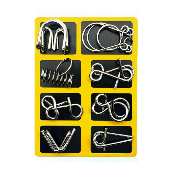 16pcs Classic IQ Metal Puzzle Brain Teaser Disentanglement Wire Puzzles Game Toy