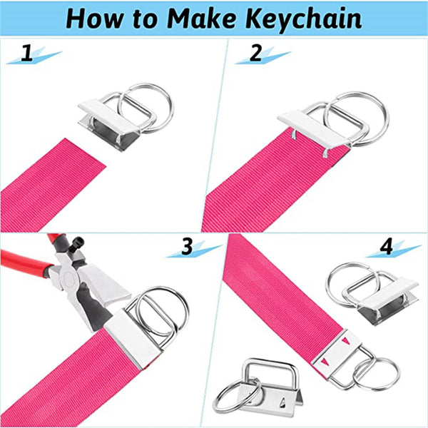 20-100PCS Key Fob Hardware Keychain Split Ring Wrist Wristlet Cotton Tail Clip