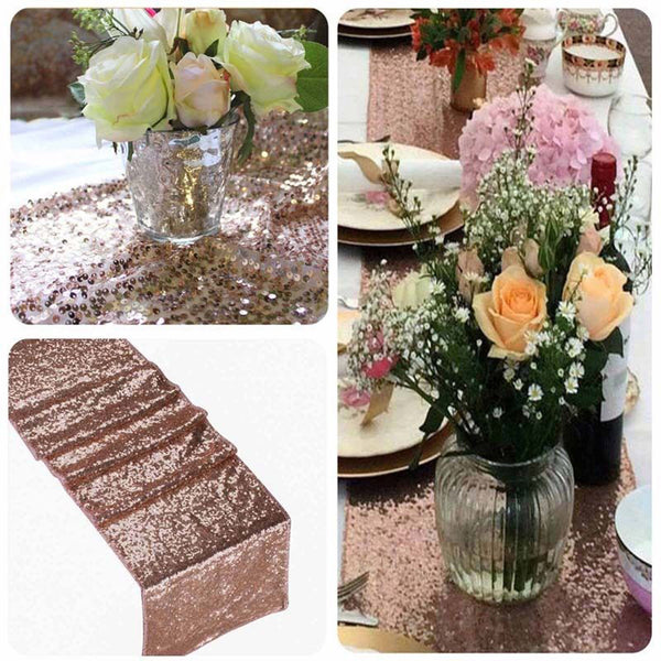 30 x 180cm Rose Gold Sequin Table Runner Wedding Event Party Bling Decorat Sashes - Lets Party