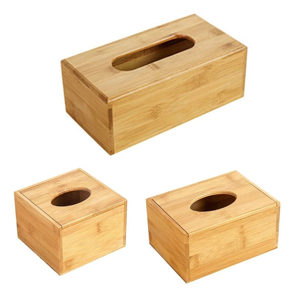 Tissue Box Paper Wooden Cover Holder Dispenser Storage Case Home Office Bamboo