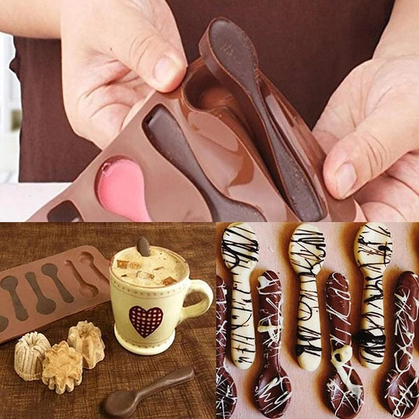 Silicone Spoon Chocolate Mold Jelly Ice Tray Mould Cake Baking Cookies Biscuits