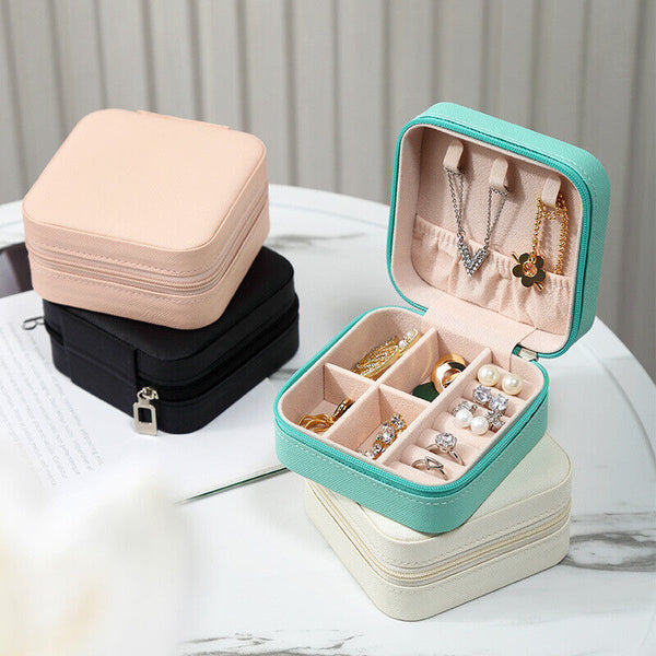 Portable Travel Jewellery Box Organizer Leather Ornaments Jewelry Case Storage