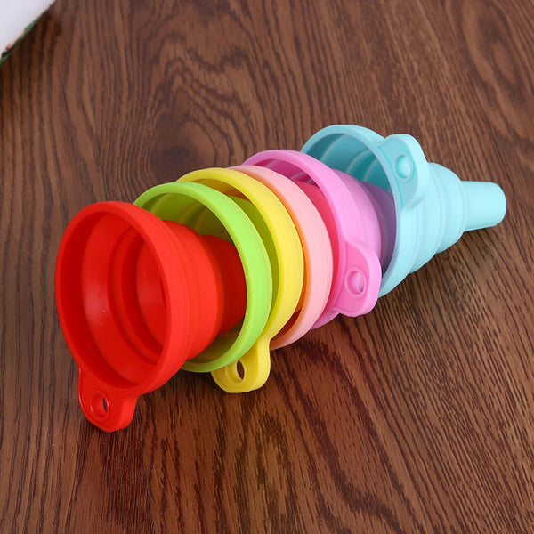 2/4PCS Mini Silicone Collapsible Foldable Funnel Hopper Gel Kitchen Liquid Tool