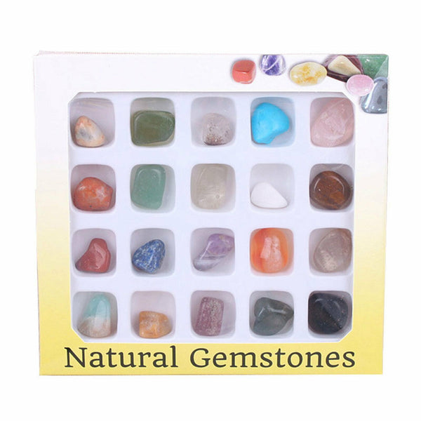 20x Crystal Gemstone Polished Healing Chakra Stone Collection Display Set AU