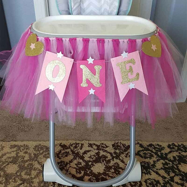 Gold Glitter One Year Old 1st Birthday Banner Flag Baby 1st Birthday Decorations